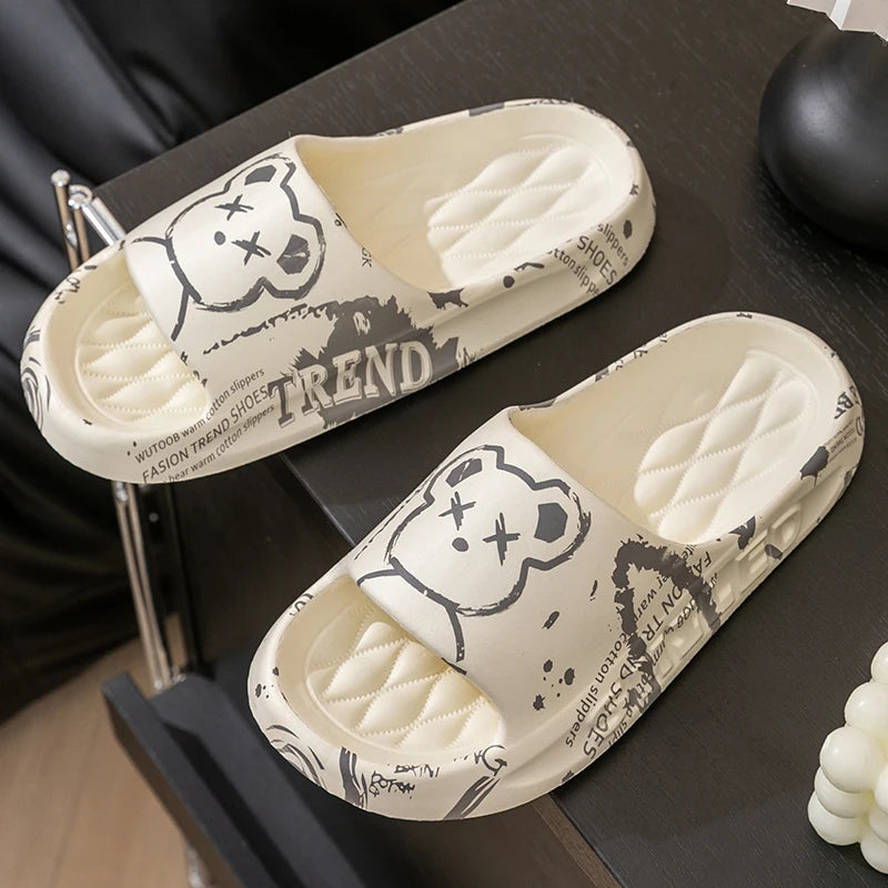 Fashion Summer Cartoon Bear Home Shoes Non-slip Soft Slides