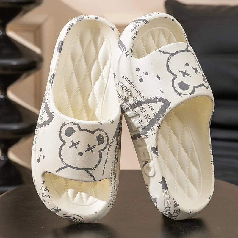 Fashion Summer Cartoon Bear Home Shoes Non-slip Soft Slides