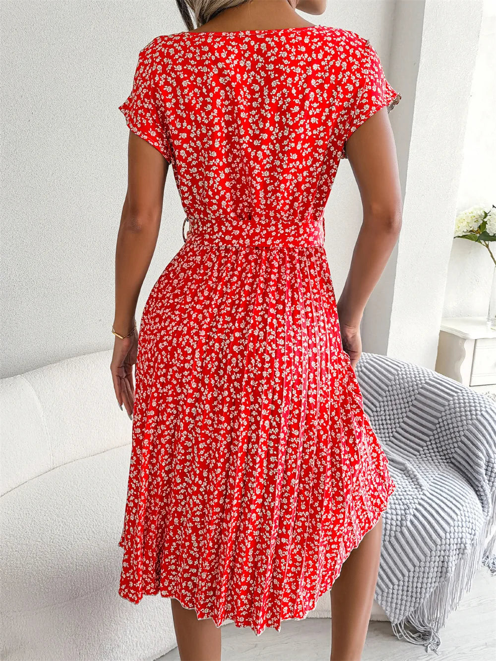 Short Sleeve High Waist Chic Dress